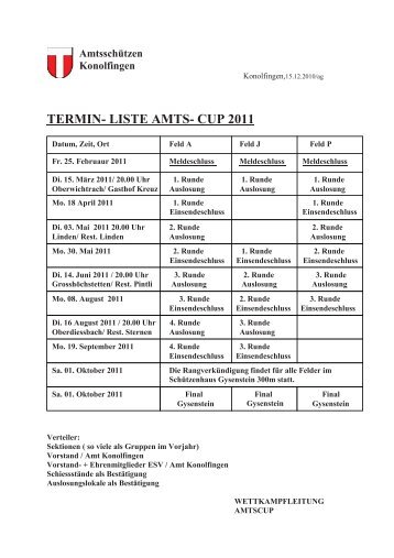 TERMIN- LISTE AMTS- CUP 2011