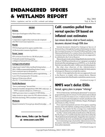May - Endangered Species & Wetlands Report