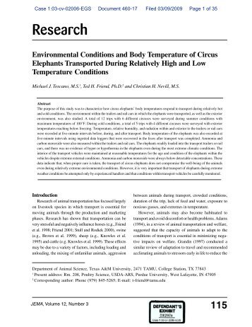 Environmental Conditions and Body Temperature of Circus ...