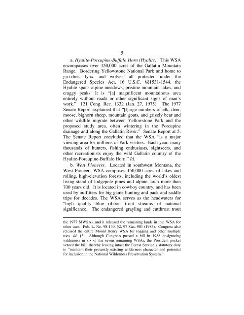 Brief Amicus Curiae Of Montana Wilderness Association In Support ...