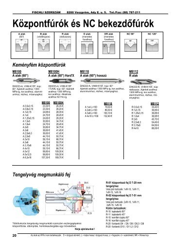 Központfúrók és NC bekezdőfúrók