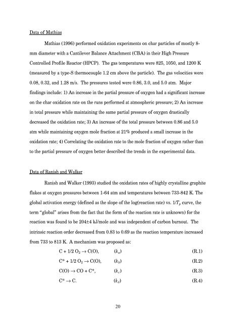 MODELING CHAR OXIDATION AS A FUNCTION OF PRESSURE ...