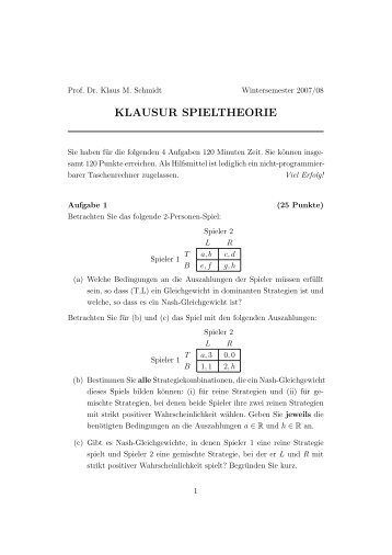 KLAUSUR SPIELTHEORIE