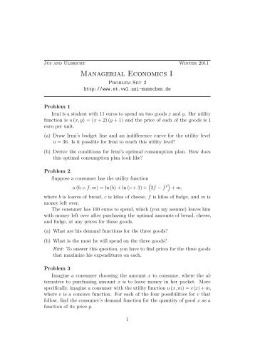 Managerial Economics I