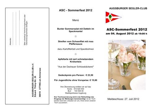 Ausschreibung Sommerfest 2012 - ASC