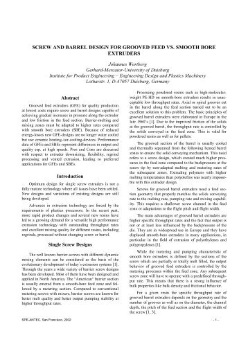 screw and barrel design for grooved feed vs. smooth bore extruders