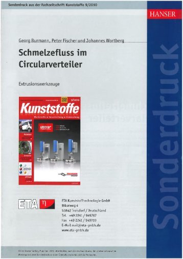 Schmelzefluss im Circularverteiler - ETA Kunststofftechnologie GmbH