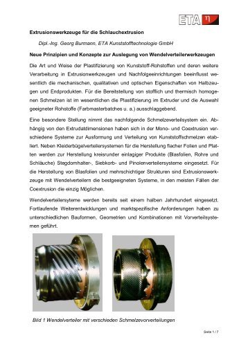 Extrusionswerkzeuge für die Schlauchextrusion - ETA ...