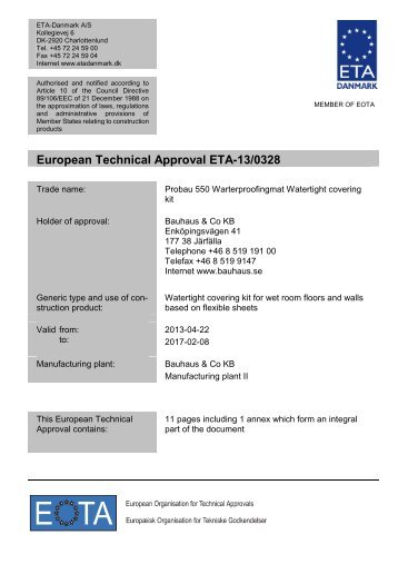 ETA130328 Bauhaus Probau 550 - ETA-Danmark