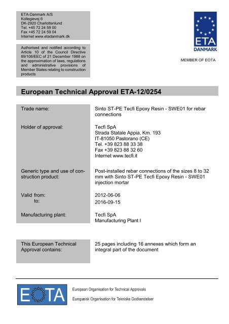 ETA120254 Tecfi SWE01 rebar - ETA-Danmark