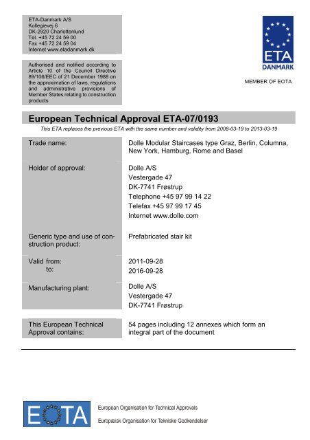 ETA 070193 Dolle Modular amend Final - ETA-Danmark