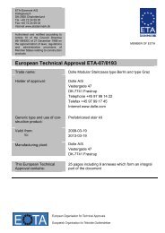 European Technical Approval ETA-07/0193 - ETA-Danmark