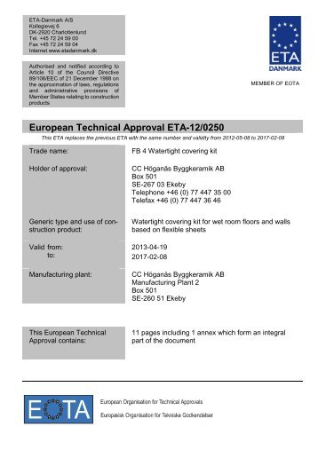 ETA120250 Hoganas FB 4 r1 Issued - ETA-Danmark