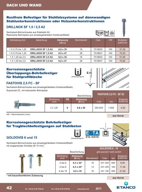 ETANCO Baubefestigungen Katalog 05-2011