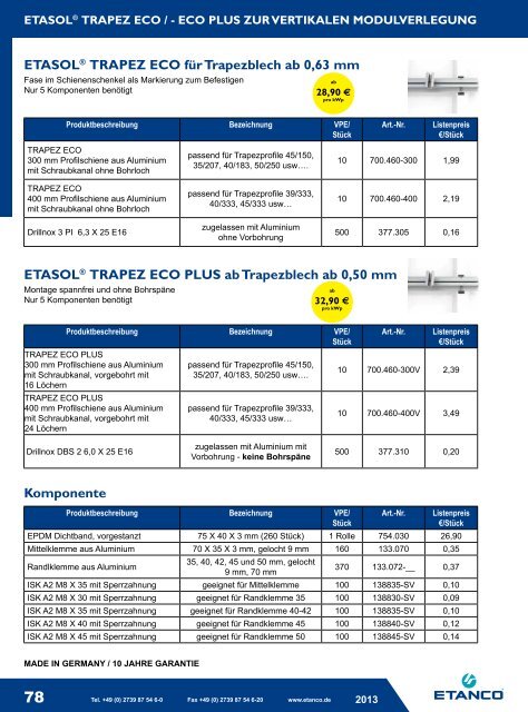 etasol katalog 2013 neu! - Etasol-solar-zubehoer.de