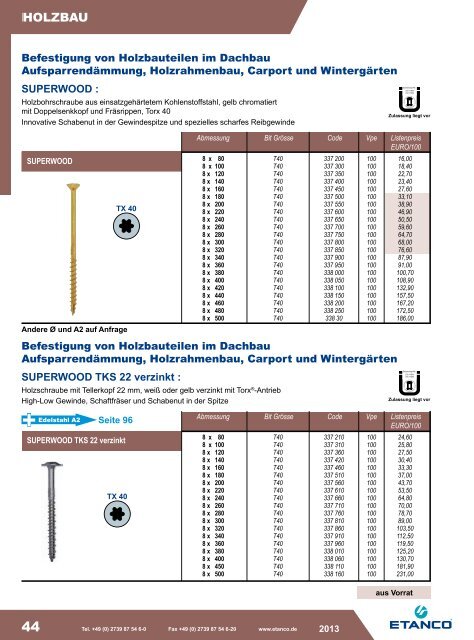 Flachdach - Etanco