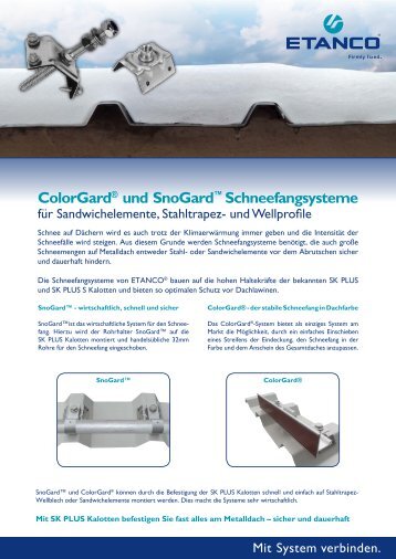 ColorGard® und SnoGard™ Schneefangsysteme - Etanco