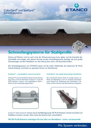 Schneefangsysteme für Stahlprofile - Etanco