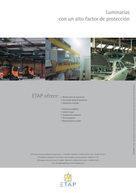 Luminarias con un alto factor de protección - ETAP Lighting
