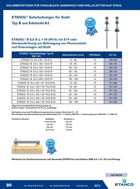 etasol katalog 2013 neu! - Etasol-solar-zubehoer.de