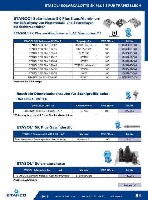 etasol katalog 2013 neu! - Etasol-solar-zubehoer.de