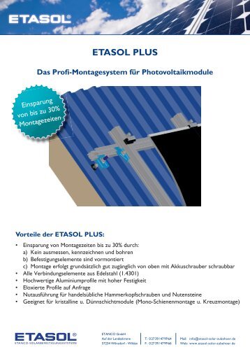 Montagesystem ETASOL® PLUS - Etasol-solar-zubehoer.de