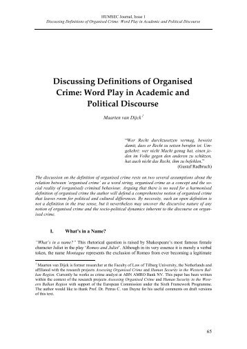 Discussing Definitions of Organised Crime: Word Play in ... - HUMSEC