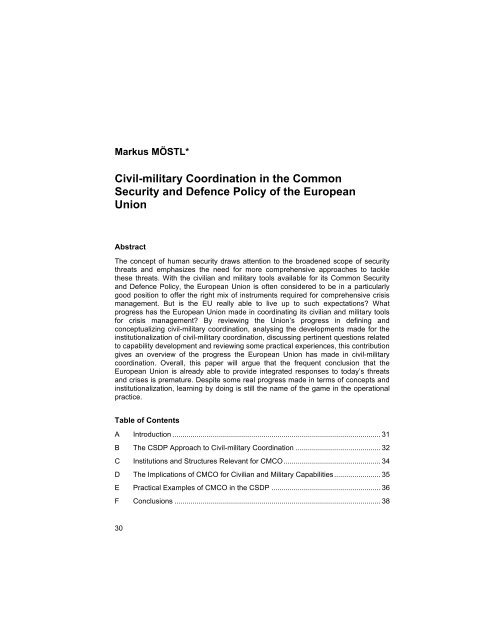 Civil-military Coordination in the Common Security and ... - ETC Graz