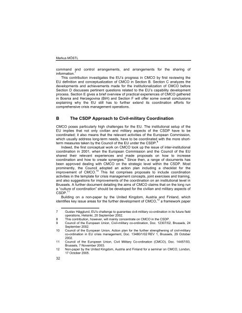 Civil-military Coordination in the Common Security and ... - ETC Graz