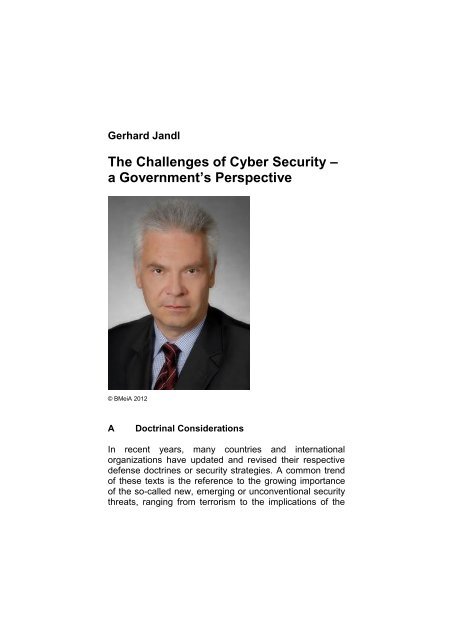 The Challenges of Cyber Security – a Government's ... - ETC Graz