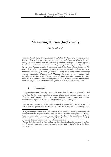 Measuring Human (In-)Security - ETC Graz