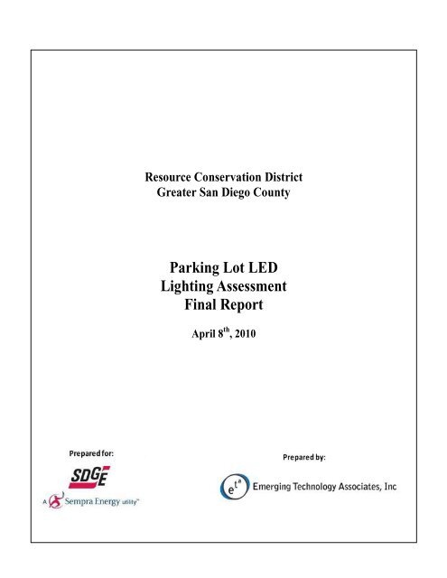 Parking Lot LED Lighting Assessment Final Report - Emerging ...