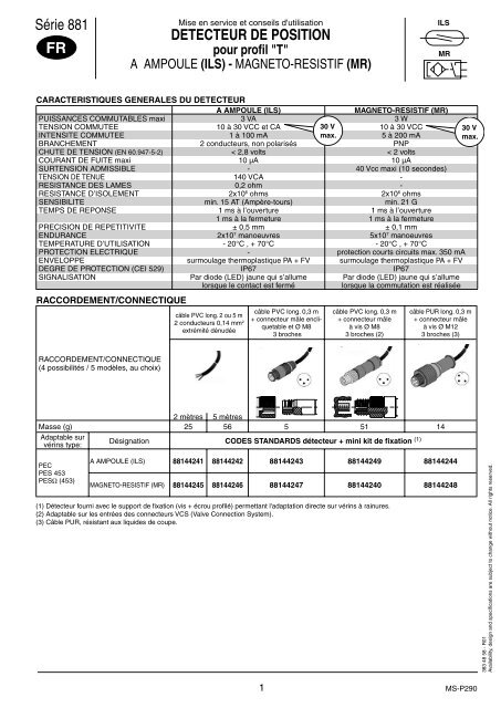 DETECTEUR DE POSITION POUR "PROFIL T ... - ASCO Numatics