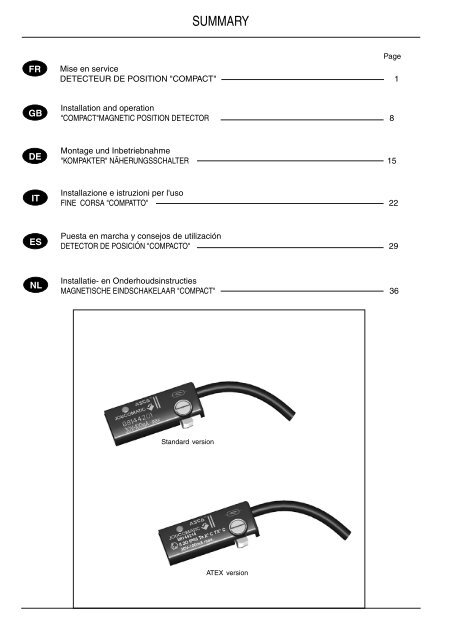 DETECTEUR DE POSITION "COMPACT ... - ASCO Numatics