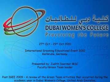 Green Team at Dubai Women's College, Higher Colleges of ...