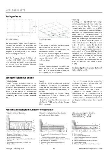 Verlegeschema Konstruktionsbeispiele Duripanel-Verlegeplatte ...