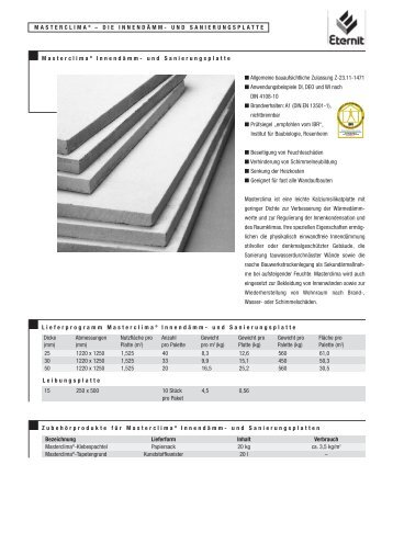 Masterclima ® Innendämm- und Sanierungsplatte ... - Eternit AG