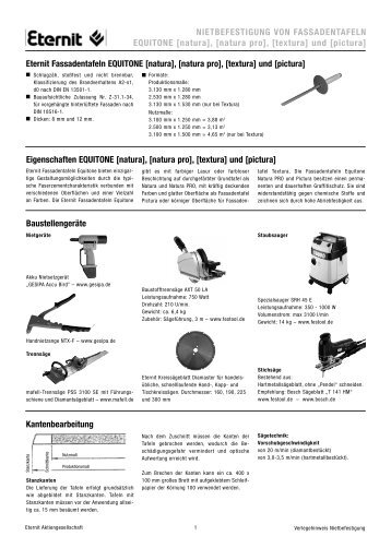 Informationen zur Nietbefestigung von Fassadentafeln EQUITONE