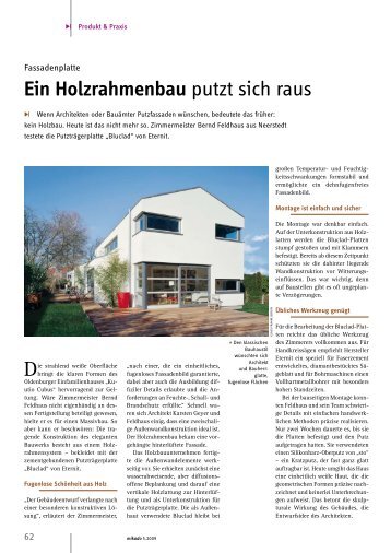 Ein Holzrahmenbau putzt sich raus - Eternit AG