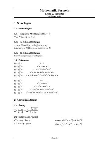 Formeln 1. und 2. Semester - ETG Kurzschluss