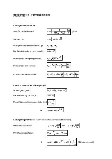 Bauelemente 1 - Formeln - ETG Kurzschluss