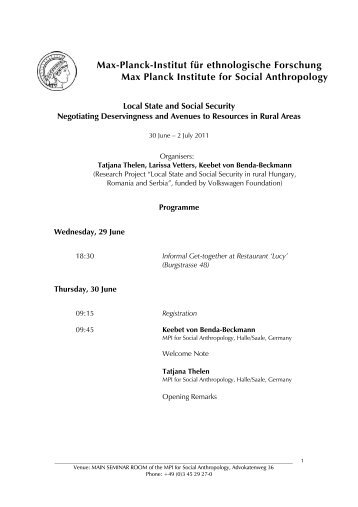 Programme - Max-Planck-Institut für ethnologische Forschung