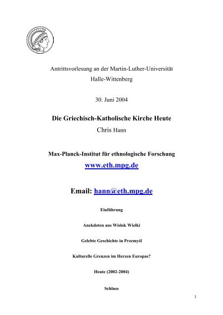 Die Griechisch-Katholische Kirche Heute - Max-Planck-Institut für ...