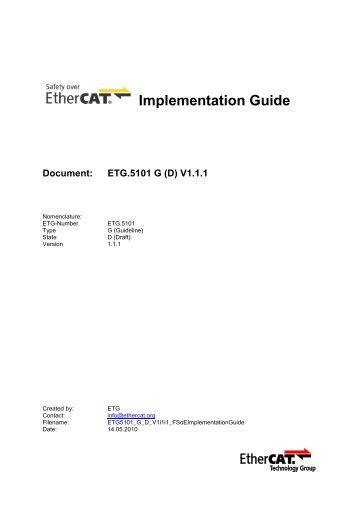 ETG.5101 FSoE Implementation Guide - EtherCAT