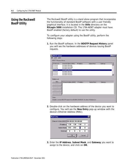 Using the Rockwell BootP Utility