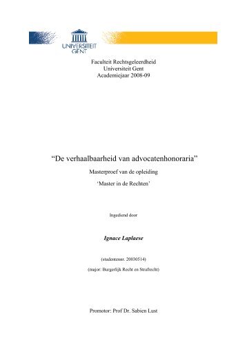 “De verhaalbaarheid van advocatenhonoraria” - E-thesis