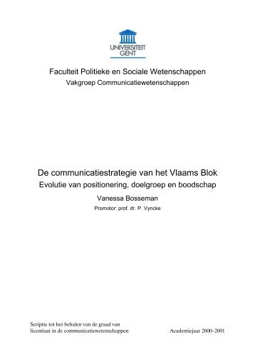 De communicatiestrategie van het Vlaams Blok - E-thesis