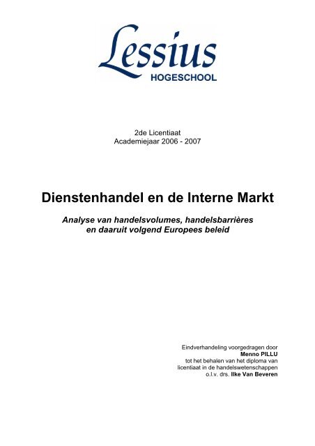 Dienstenhandel en de Interne Markt - E-thesis