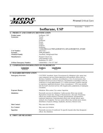 ISO (Isoflurane)-MSDS - Piramal Critical Care