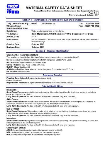 meloxicam dog oral suspension-msds - Ethical Agents